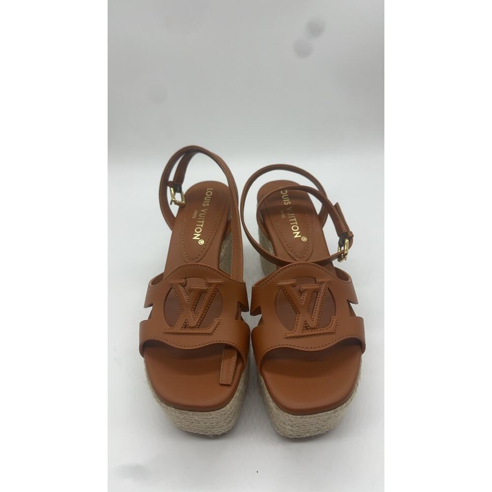 Louis Vuitton LV Isola Wedge Sandal Cognac New Never Worn 38